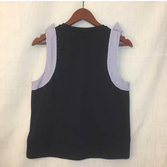J Crew Navy Blue Bow Shoulder Top Sleeveless Sz M - Picture 3 of 7